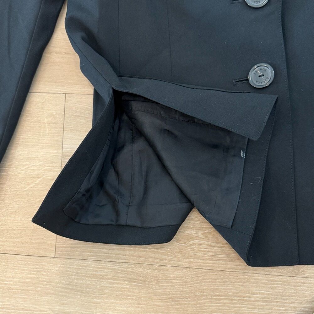 Vintage ESCADA Black Virgin Wool Two Button Blazer Jacket - Women's 36 - Picture 4 of 8